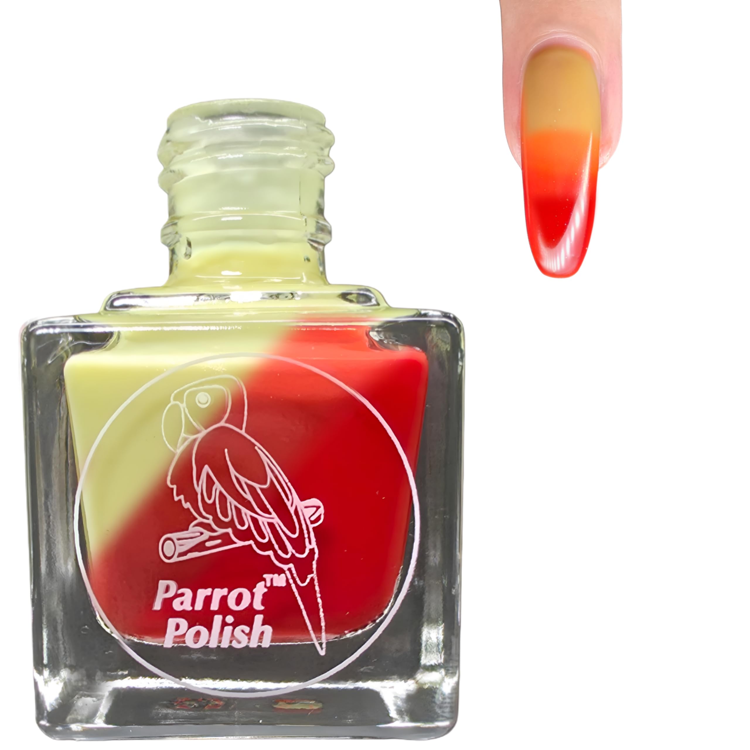 Parrot Polish Thermal Color Changing Nail Polish, Burgundy to Red to Yellow Quick Dry Lacquer, Temperature Change Nail Enamel, Fall Feelings, 0.5 Fl Oz