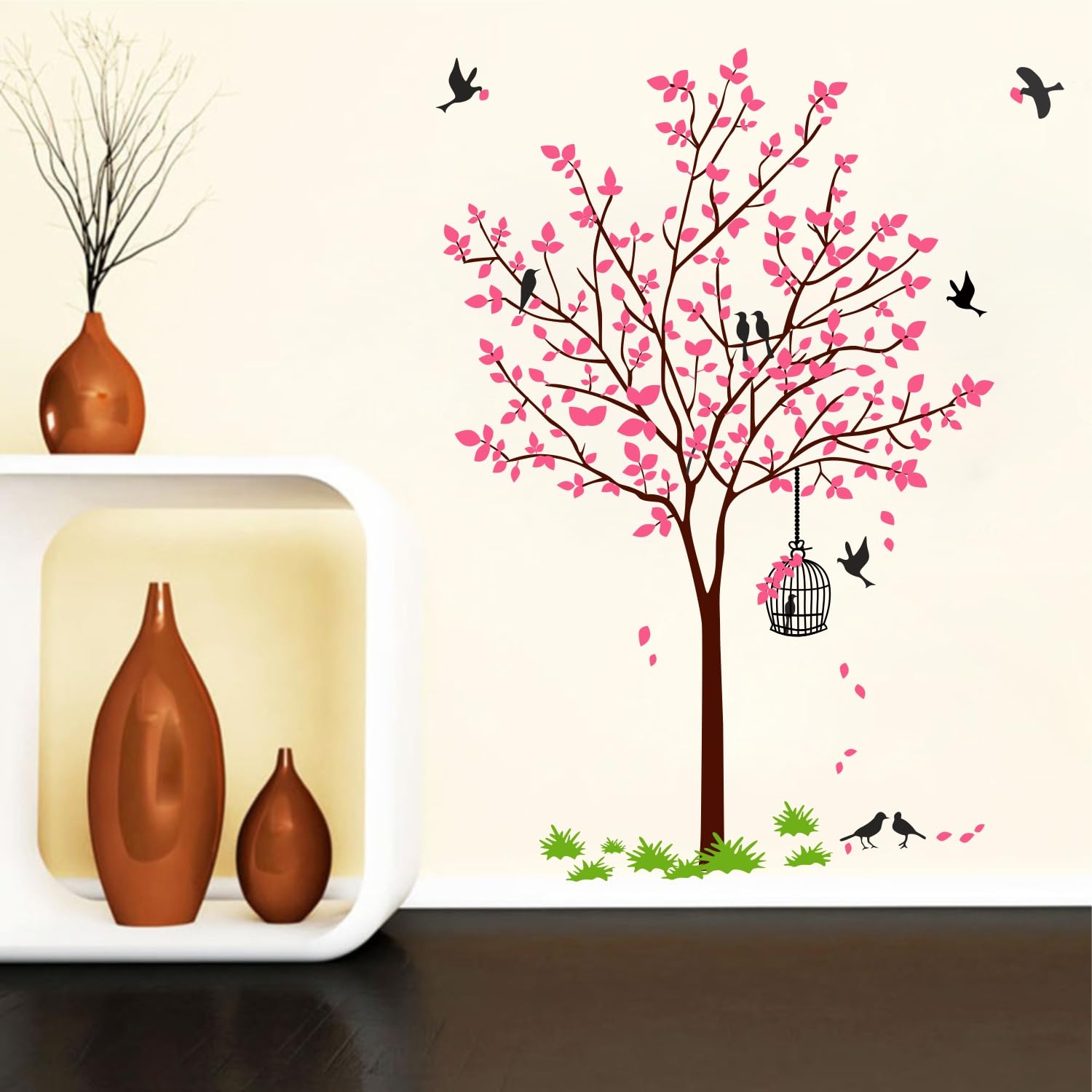 Decor VIBEBeautifull Pink Tree with Birds and Nest Botanical Wall Stickers for Bedroom, Living Room (B0CM9JW4SF) Amazon Price History, Amazon Price Tracker