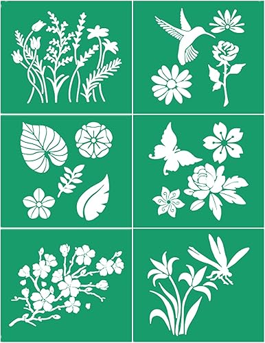 Miniatura 1 de JAJADO Plantillas de pantalla de seda reutilizables, plantilla de malla de flor de cerezo, plantillas adhesivas de hojas, ramas de árbol, plantillas