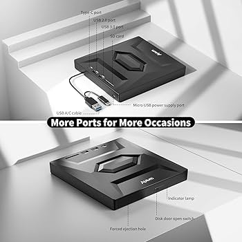 Amazon.com: Alxum External CD/DVD Drive for Laptop, Type-C USB 3.0