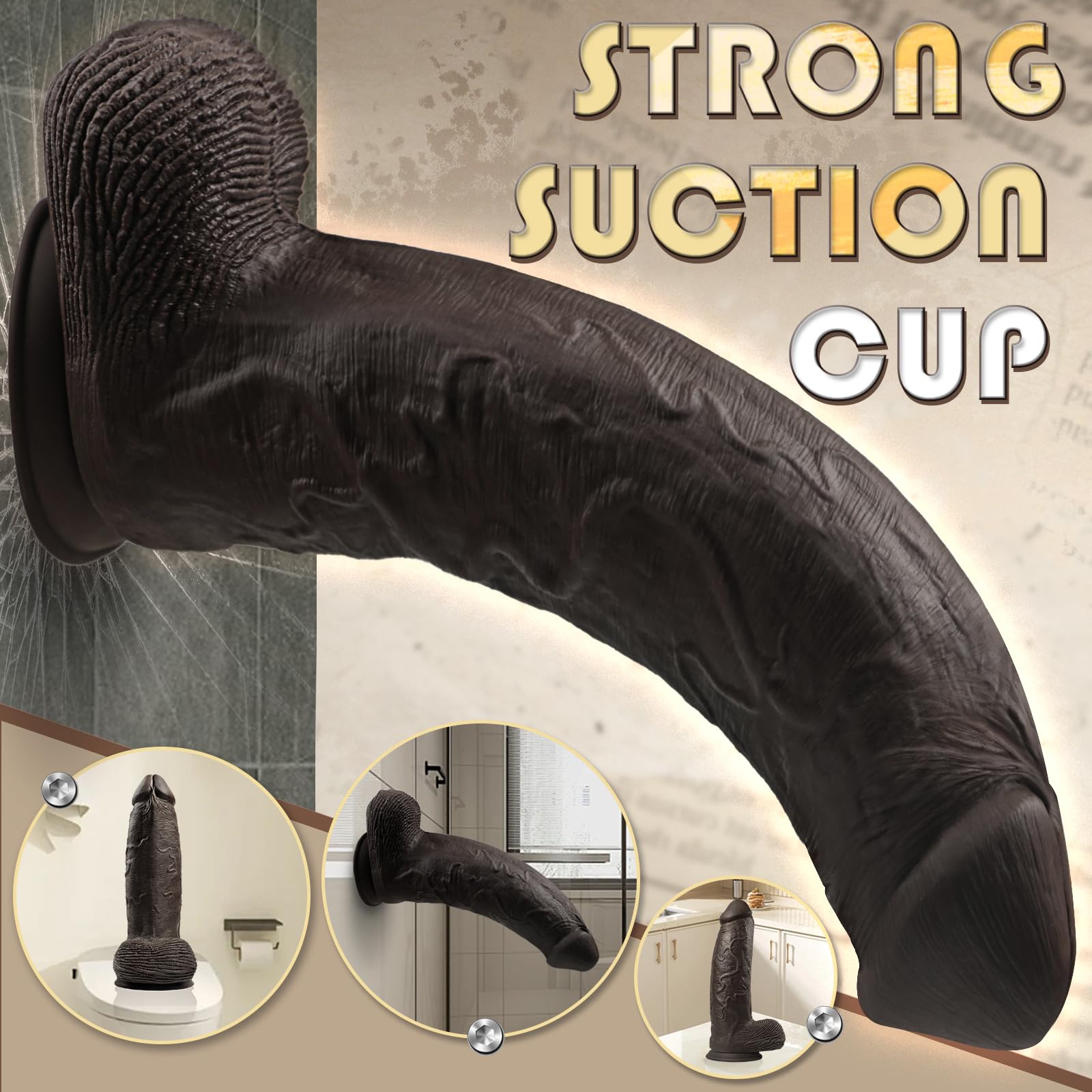 42x10 cm Dildo Gigante XXL, Dildos Realista Grueso y Masivo con Fuerte Base de Succión, Juguete Sexual de Silicona de Doble Capa para Hombres y Mujeres Experto, Dildo Gigantesco para Estiramiento Anal