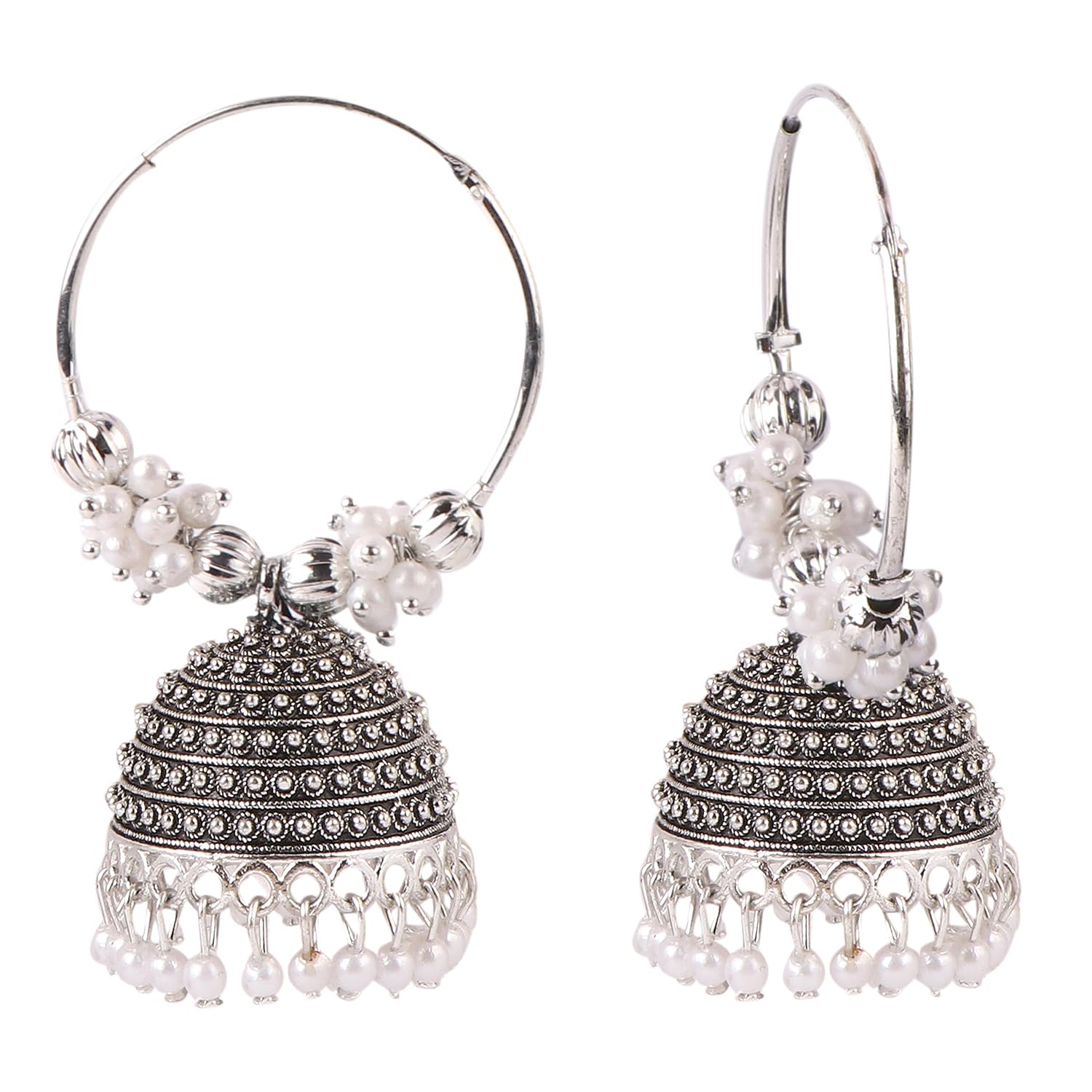 Silver Traditonal Ethnic Studded Gold Platted Big Oxxidize Dome Shaped Jhumka Jhumki Earrings For Women & Girls (B0D38CS77Y) Amazon Price History, Amazon Price Tracker