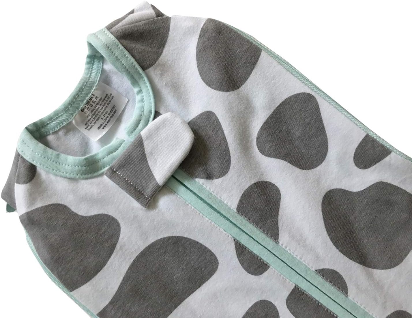 Woombie Grow with Me Baby Swaddle, Convertible Swaddle Fits Babies 0-9 Months, Expands to Wearable Blanket for Babies Up to 18 Months, Moo Gray