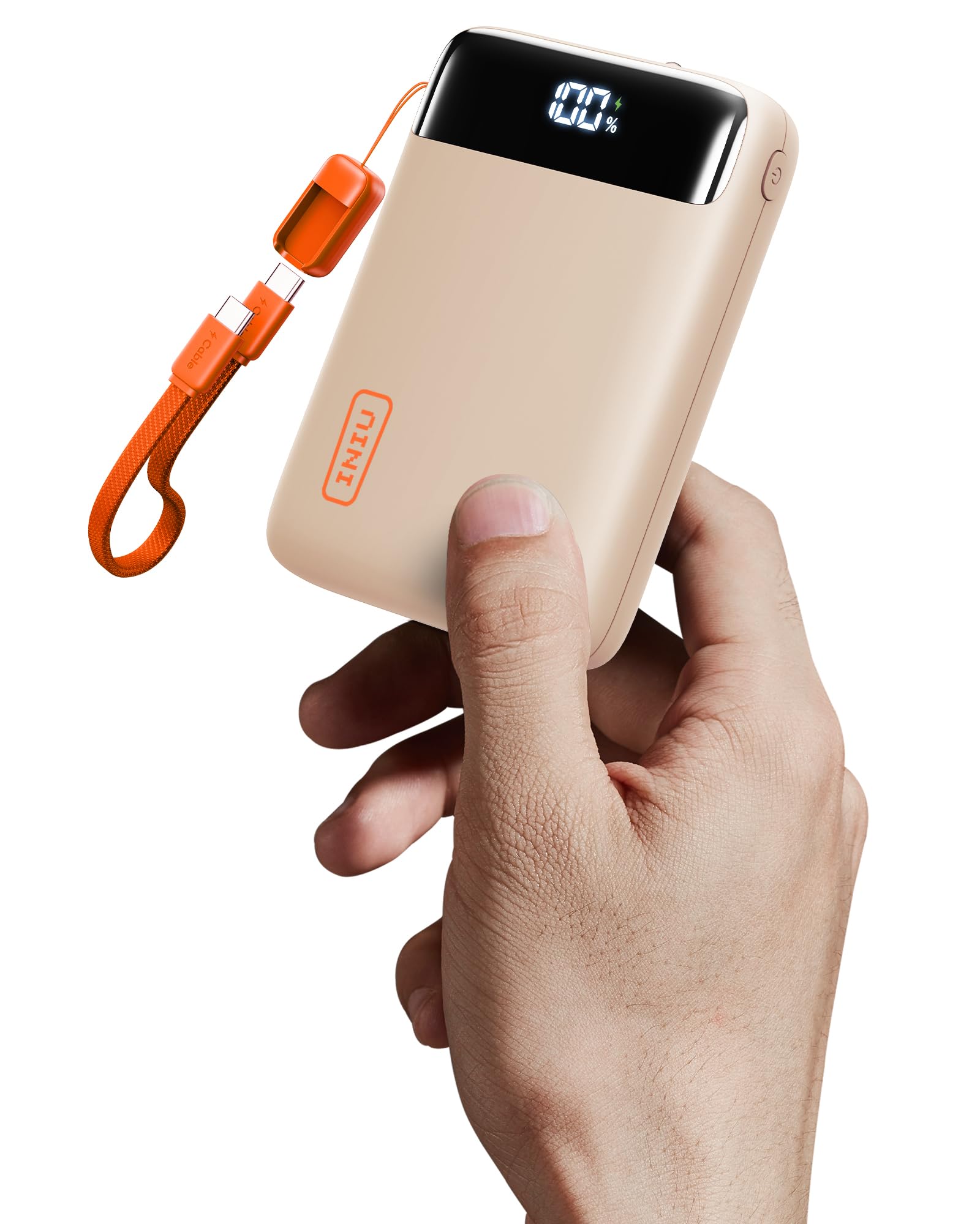 INIU Power Bank, Ultra Klein 20000mAh 22.5W Schnellladefunktion Power Bank iPhone, Mini Externe Handyakkus, Flugtauglich, Reise-Essential, Klein Aber Stark für iPhone 17 16, Samsung S25, iPad, Beige