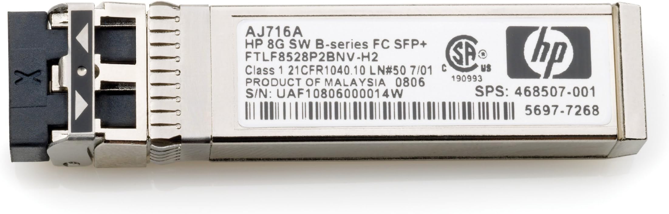 HP AJ716A 8GB Shortwave B-Series Fiber Channel 1 Pack SFP+ Transceiver