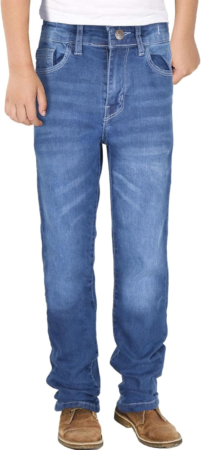 A2Z Kids Boys Relaxed Straight Fit Boot Cut Dark Blue Jeans for Teens Stretchy Comfortable Cotton Loose Fit Jeans 5-13 Years 13 Years Mid Blue