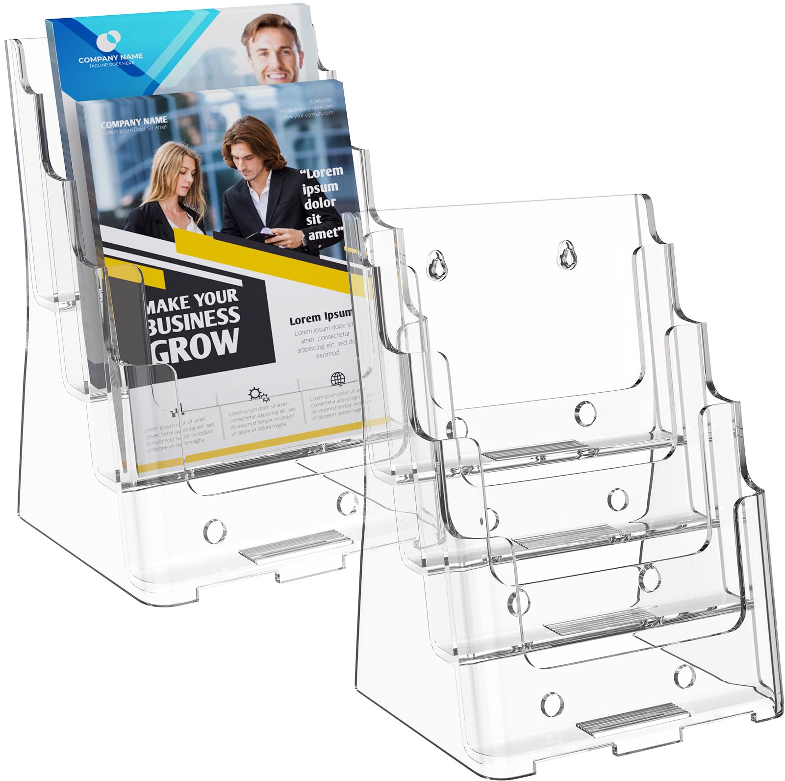 MaxGear Soporte para folletos de 4 niveles de 6 x 9 pulgadas, soporte de exhibición de literatura acrílica de plástico transparent