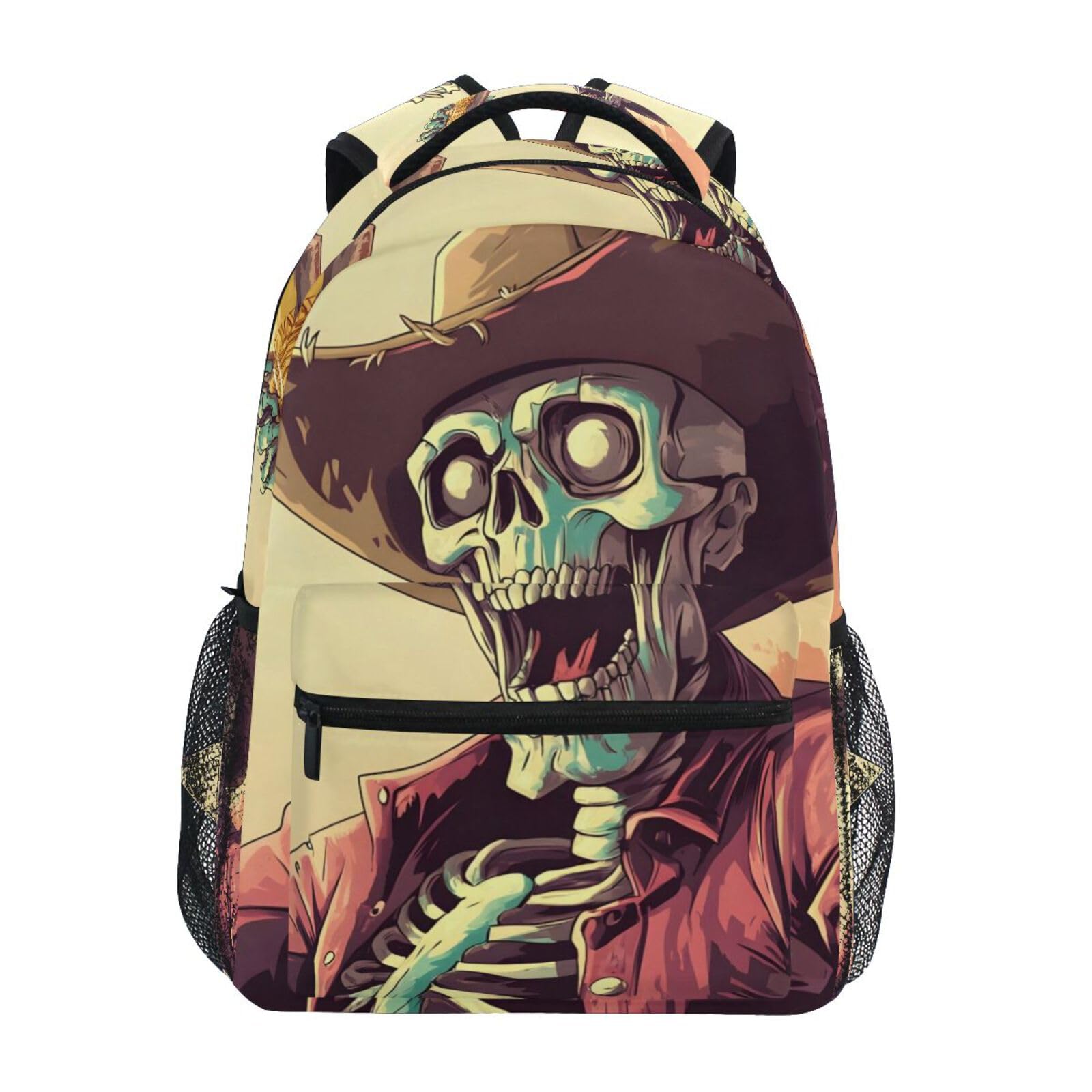 YMXFXP Skeleton Cowboy Smile Backpack for School Boys Girls Laptop Travel Backpack Book Bag Daypack 11.4 ×16 In M
