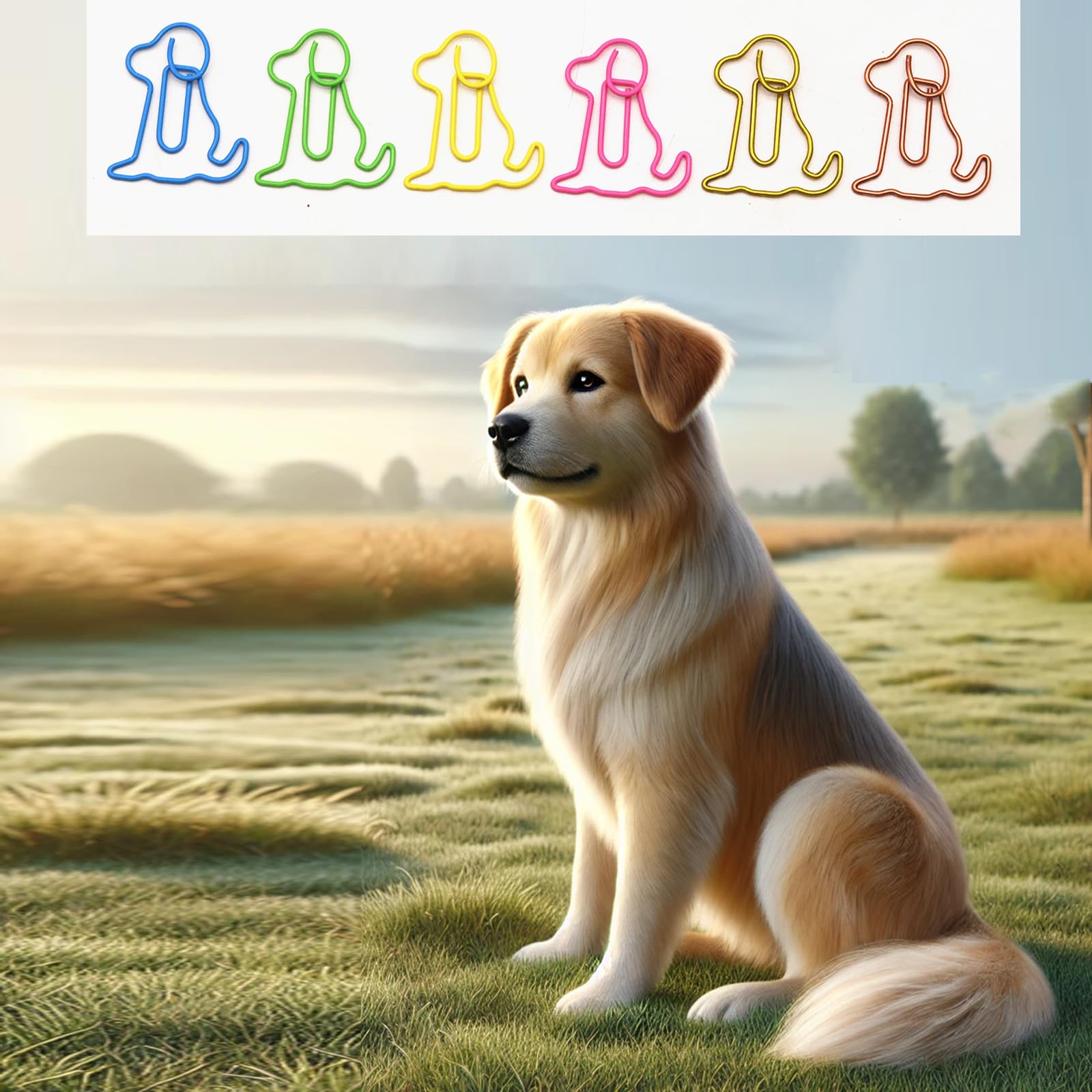 Büroklammern für Hunde, verschiedene Farben, Bürobedarf, Golden Retriever, Schreibwaren, Geschenke für Damen und Herren, 60 Stück