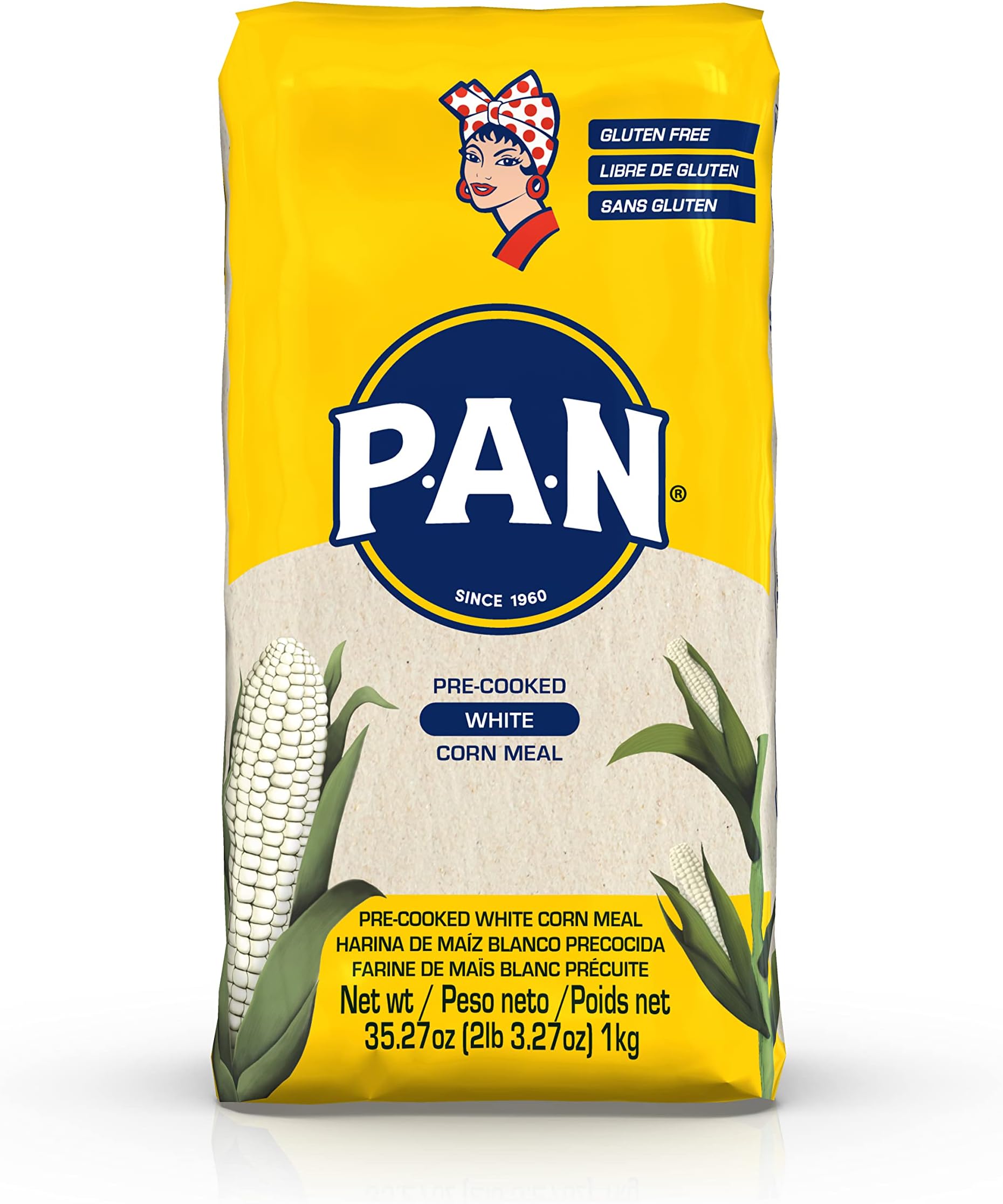 P.A.N. White Corn Meal – Pre-cooked Gluten Free and Kosher Flour for Arepas (2.2 lb/Pack of 1)