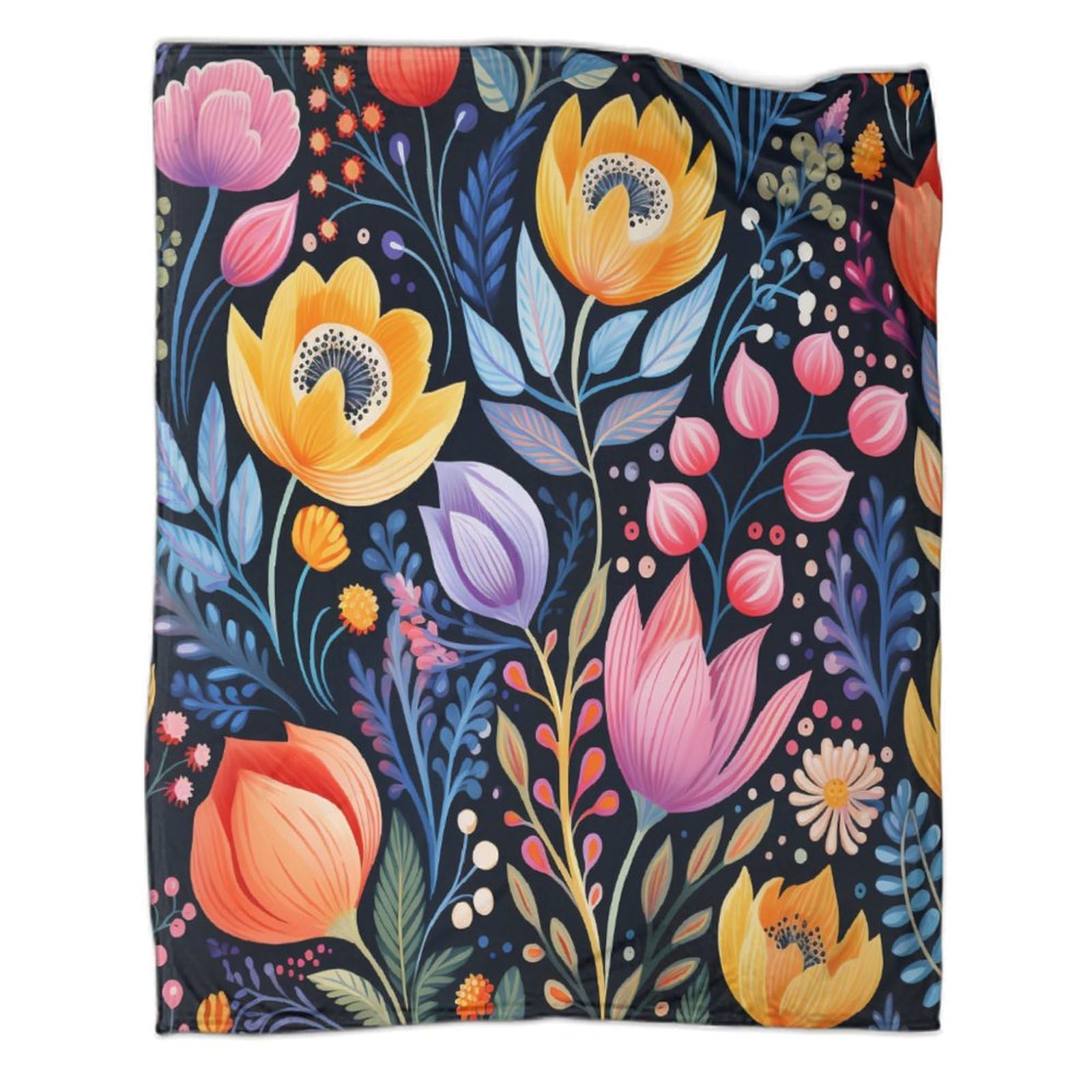 Floral Vintage Flannel Throw Blanket – Ultra-Soft & Lightweight, 40x50 Inches, For Couch, Bed, Or Travel