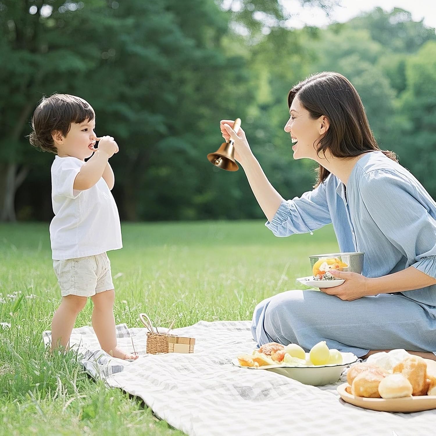 Hand Bell Call Bell - Loud Solid Brass Hand Call Bell for Wedding Bell Animal Training Christmas Bell Classroom Dinner Service and More - Image 7