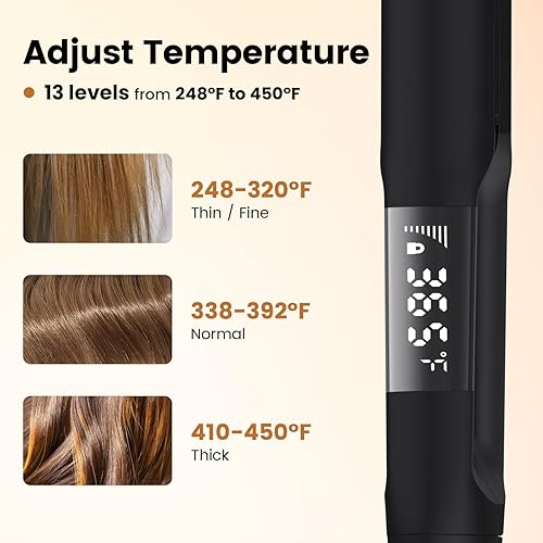 Miniatura 4 de PRITECH Plancha plana 2 en 1, plancha plana de titanio con iones negativos, temperatura ajustable (248-450) y apagado automático (negro)