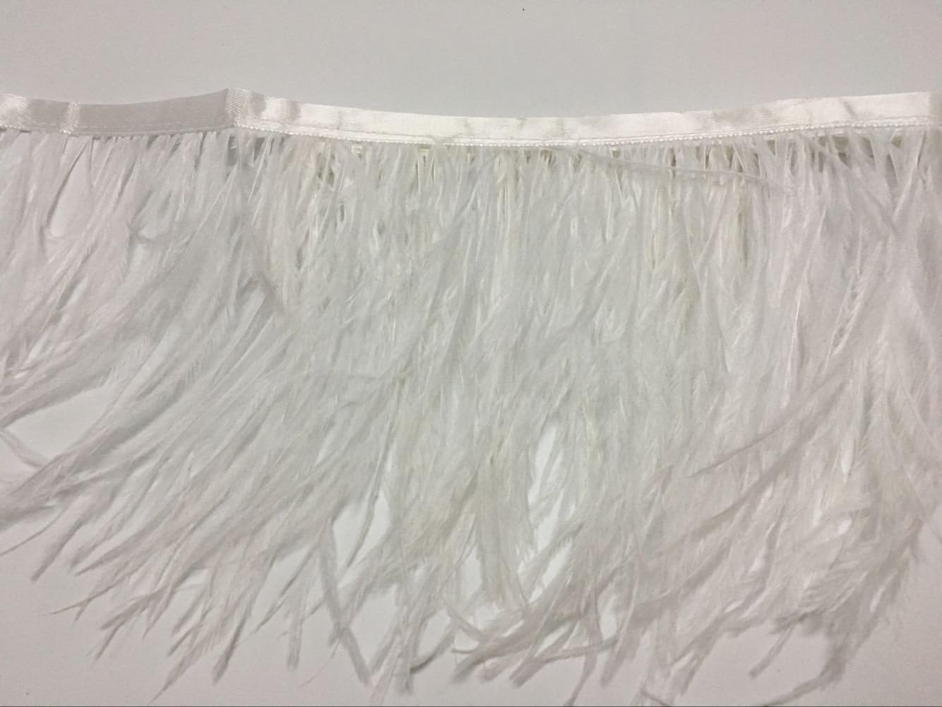 MELADY 10 Yards Fashion Dress Sewing Crafts Costumes Decoration Ostrich Feathers Trims Fringe with Satin Ribbon Tape (White)
