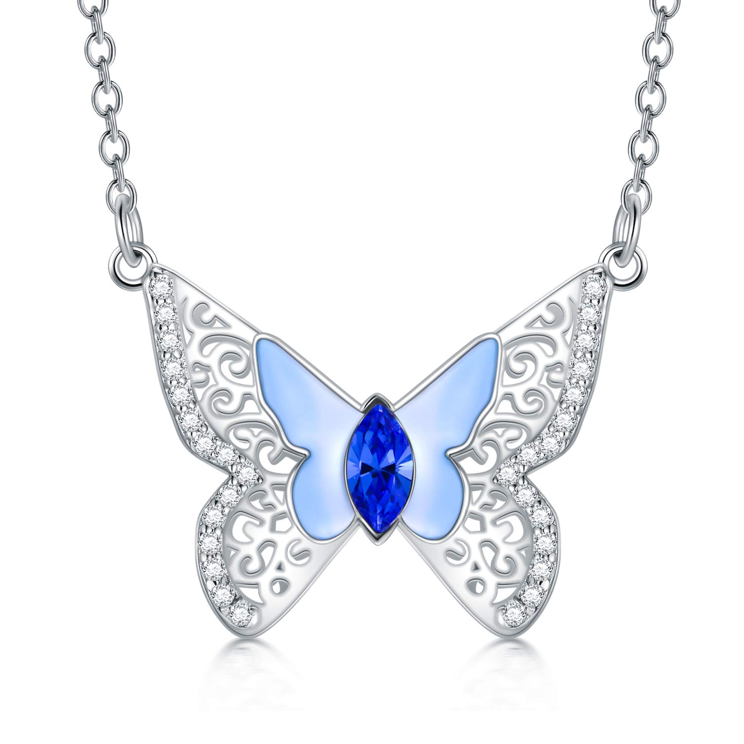 Sterling Silver Celtic Butterfly Pendant Necklace, Birthday Jewellery Gifts  for Her Women Girls Daughter - Main Image