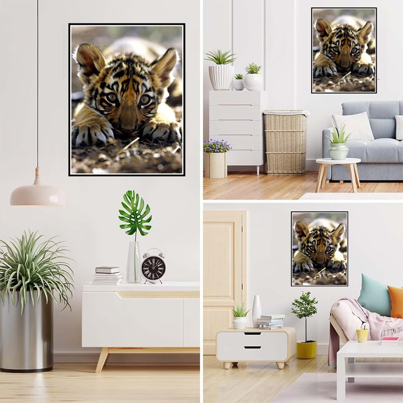 Diamond Painting Tier Malen Nach Zahlen Erwachsene, 5D Diamant Painting Bilder Tiger Diamond-painting Mosaikherstellung Bastelset Kinder ab 6 Jahre, Deko Wohnzimmer, Mädchen Geschenke 70x100cm 6X-725