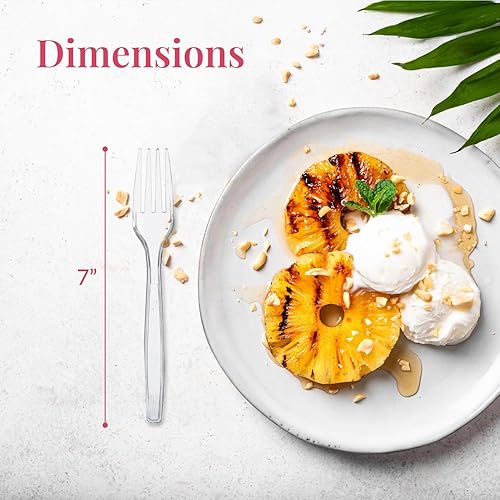 Miniatura 3 de Prestee Juego de cubiertos de plástico de 600 piezas, incluye 200 tenedores de plástico, 200 cucharas y 200 cuchillos, cubiertos resistentes,