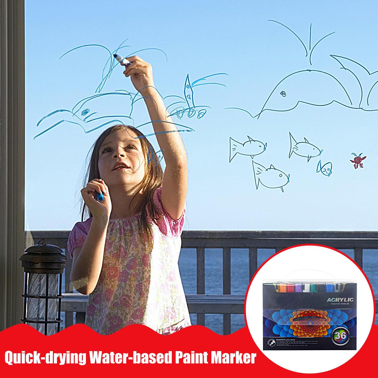Acrylmalstifte, schnell trocknende Kleidungsmarker, Leinwand Stoff Malmarker, wasserdichte Beschichtung, 48 Farben Marker für Felsmalerei, Acryl-Marker mit extra feiner Spitze zum Malen