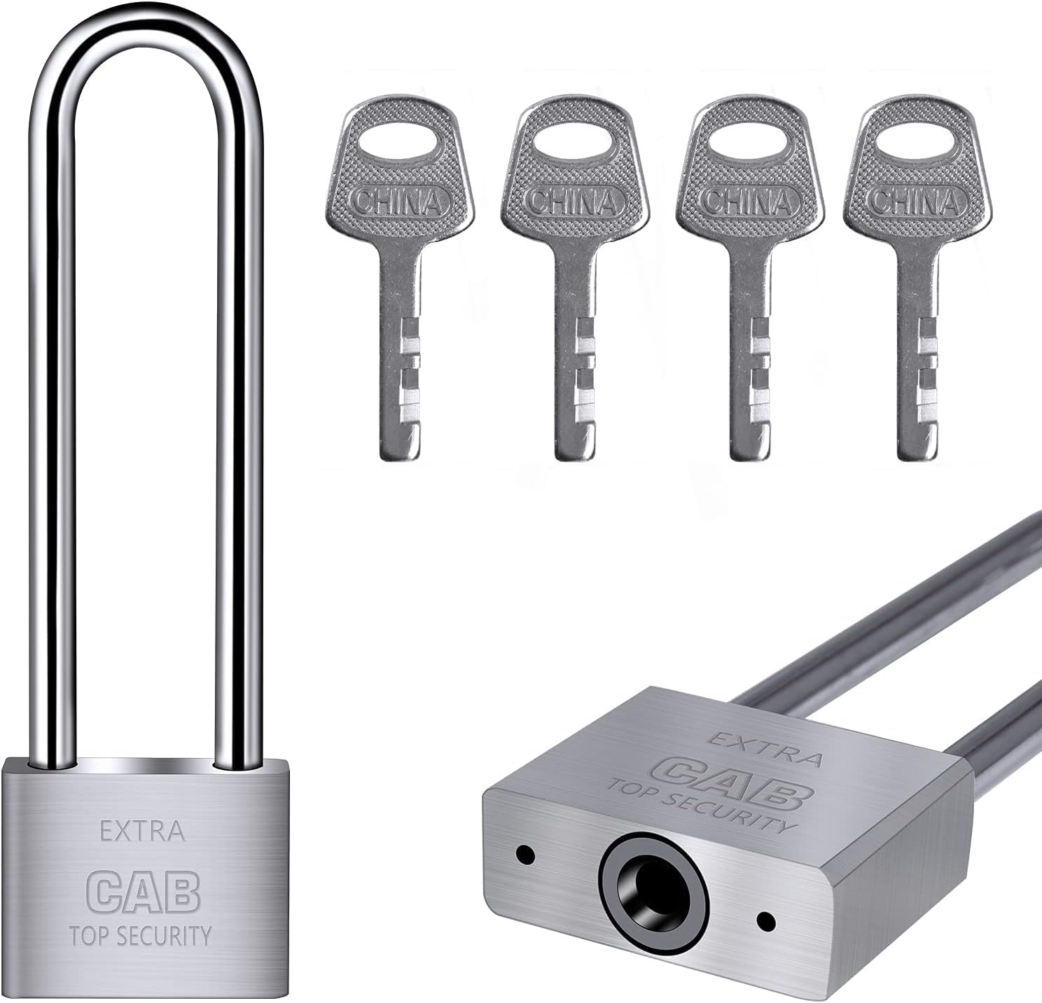 Elvyagod Lengthened Padlock with 4 Keys, 6.4 Inch Long Shackle Padlock Heavy Duty Lock Waterproof High Security Outdoor Padlock for Warehouses Container Doors Garage Shed