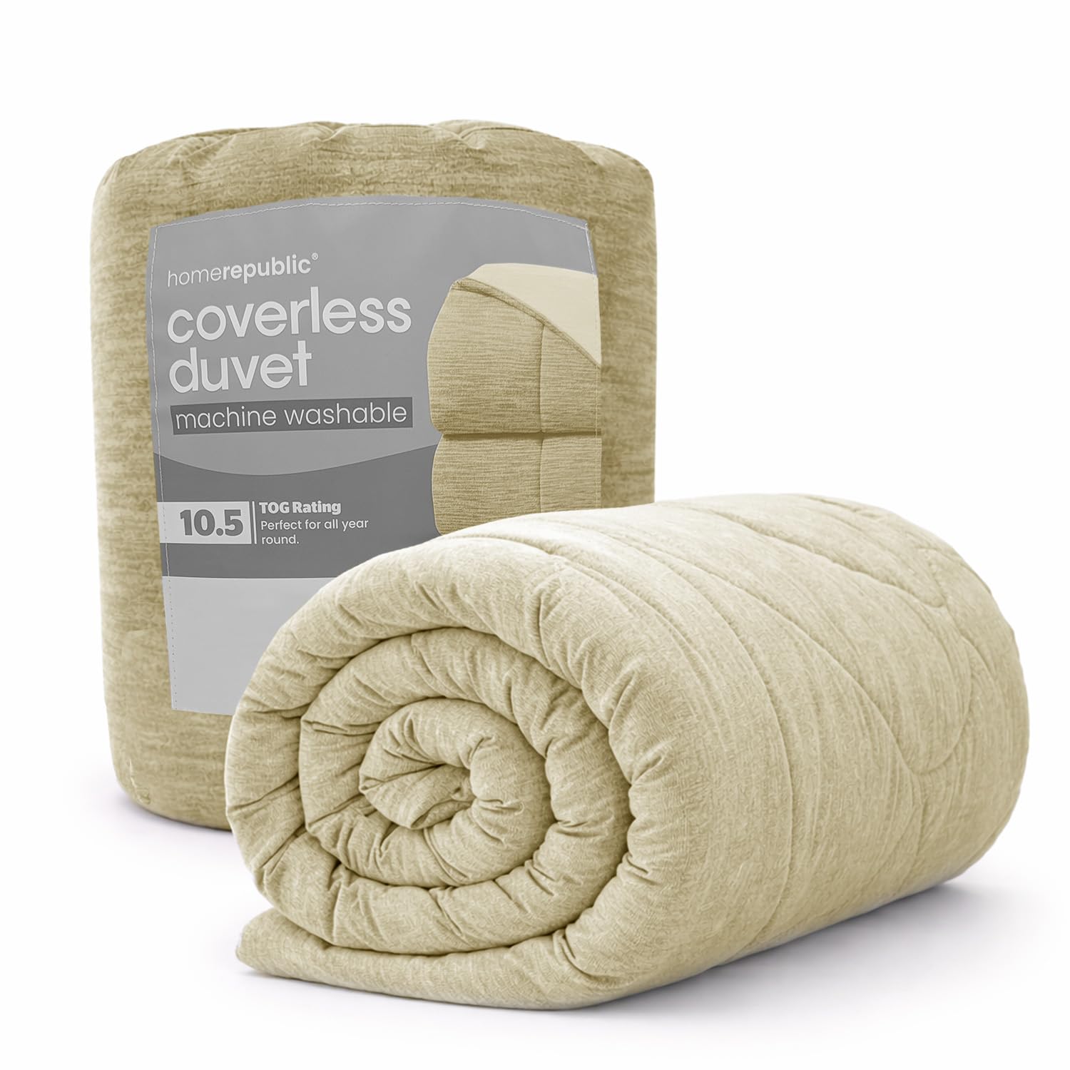 Home Republic Coverless Quilt 10.5 Tog, All Season Duvet, Taupe, Super King — image 1