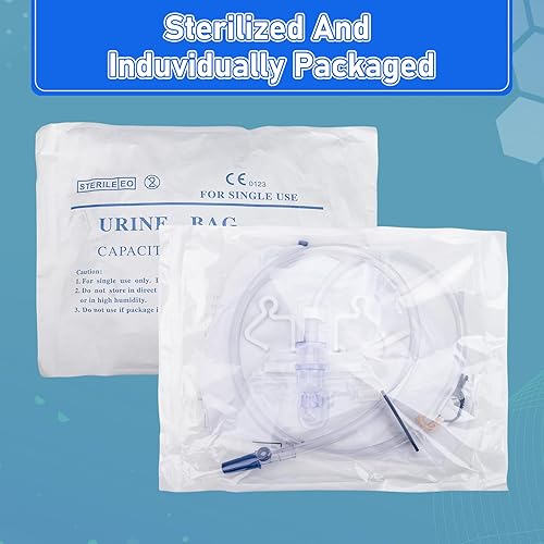 Miniatura 9 de Bolsas de catéter, bolsa de drenaje urinario de 67.6 fl oz, bolsas profesionales de orina con cámara antirreflujo mejorada, tubo de drenaje grueso