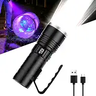 SKYFIRE UV Flashlight Rechargeable 7500,LED Flashlight High Lumens with UV Black Light, Zoomable Tactical Flashlight,Waterproof Bright Flashlight for Pet Urine Detection Camping Emergency