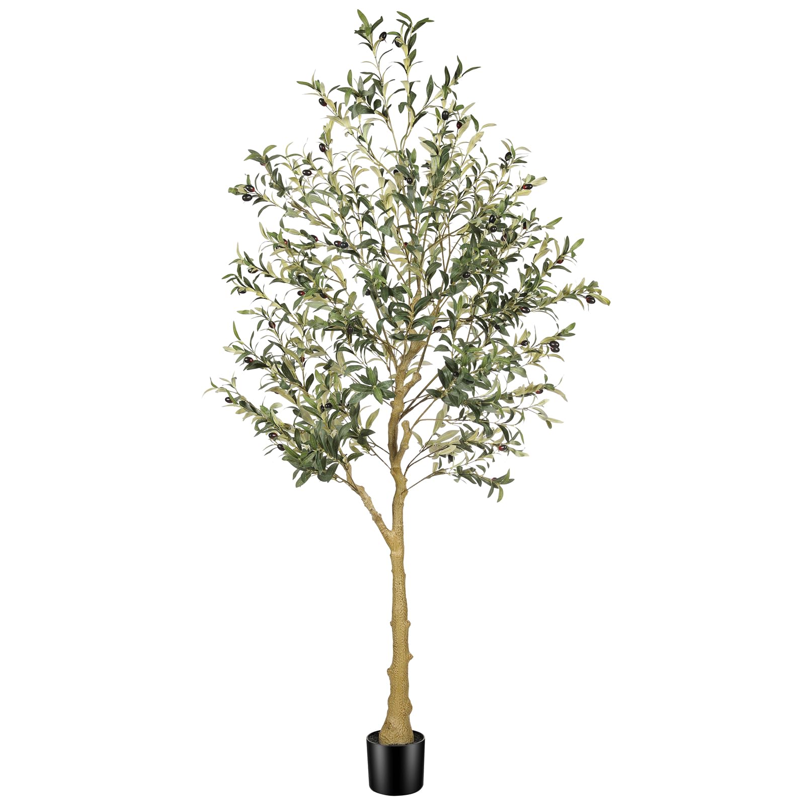 FEELEAD 6 ft faux olive tree in black pot