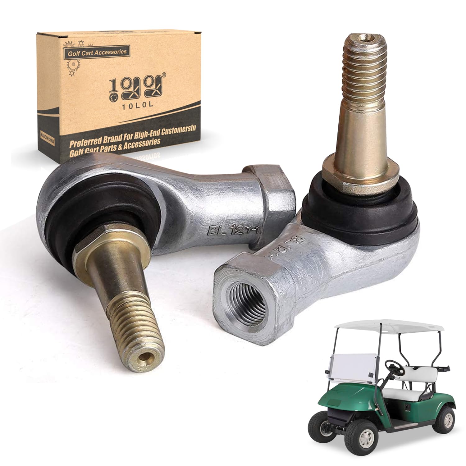 10L0L Golf Cart Ball Joint Kit Tie Rod End Set Compatible with EZGO TXT G&E 2001-up, Thread and Right Thread for Driver and Passenger Side, OEM# 70902G01, 70902G02