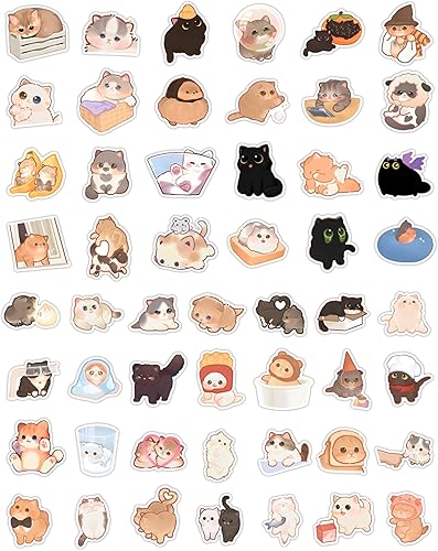 Miniatura 3 de 100 calcomanías de gatos lindos para niños, niñas, adolescentes y adultos, impermeables, de dibujos animados, Kawaii para botella de agua, laptop,
