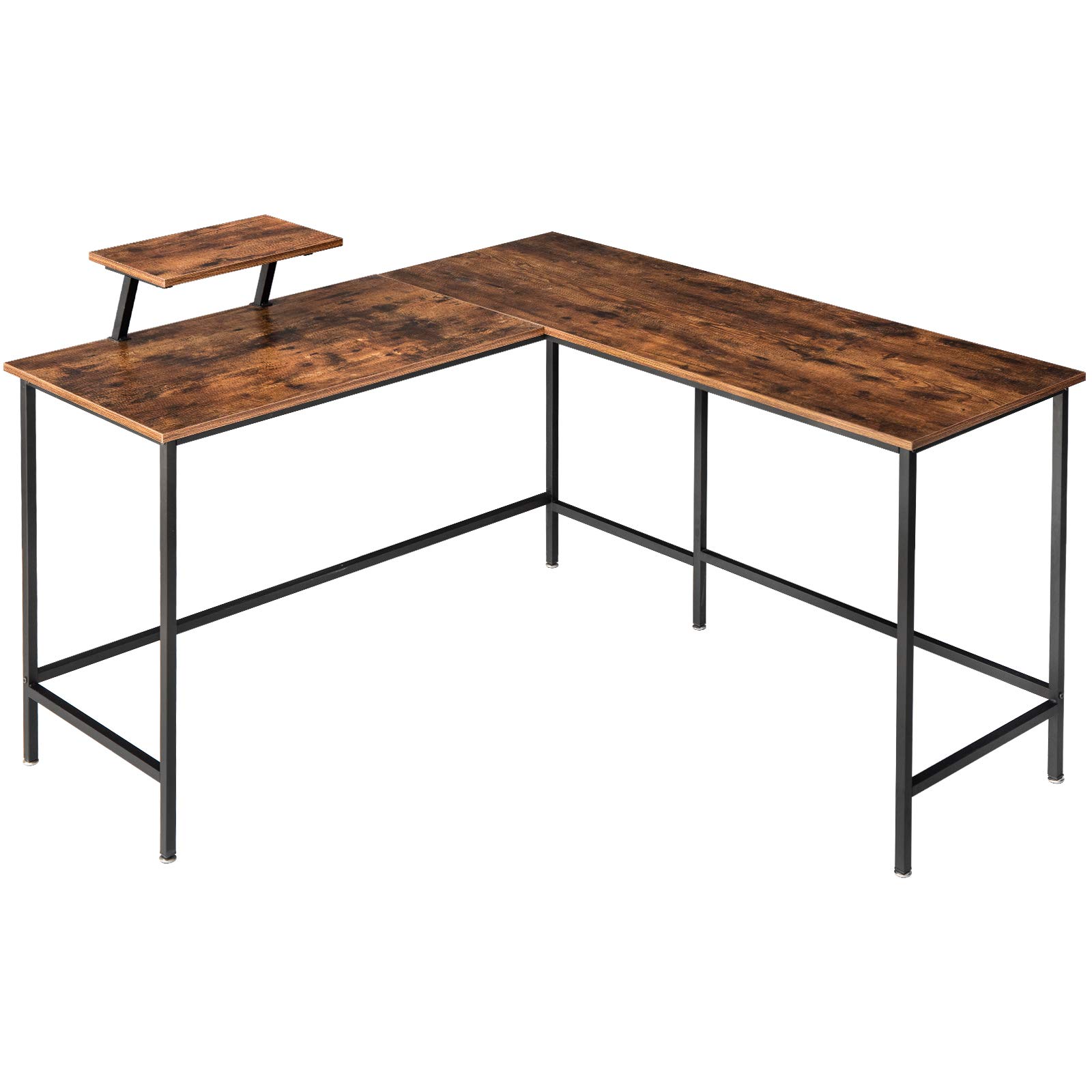IBUYKE Industrial 53.1” LShaped Computer Desk with Monitor Stand