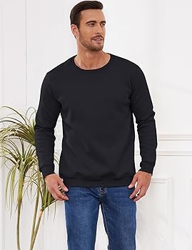 Gihuo Men's Crewneck Sweatshirt Winter Warm Sherpa Lined Pullover