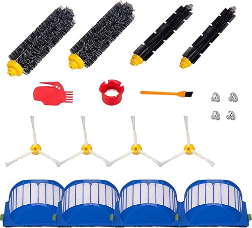 Hongfa Kit de piezas de repuesto para Irobot Roomba 600 Series 694 692 690 680 660 665 651 650 614 y 500 Series 595 585 564,4 filtro, 4 cepillos