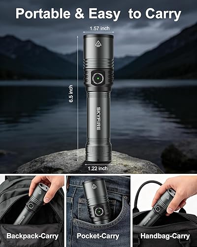 Miniatura 6 de Linterna recargable con lente de encendido, ligera luz de flash súper brillante de 1500 lúmenes, 5 modos con zoom, tipo C, linternas tácticas de