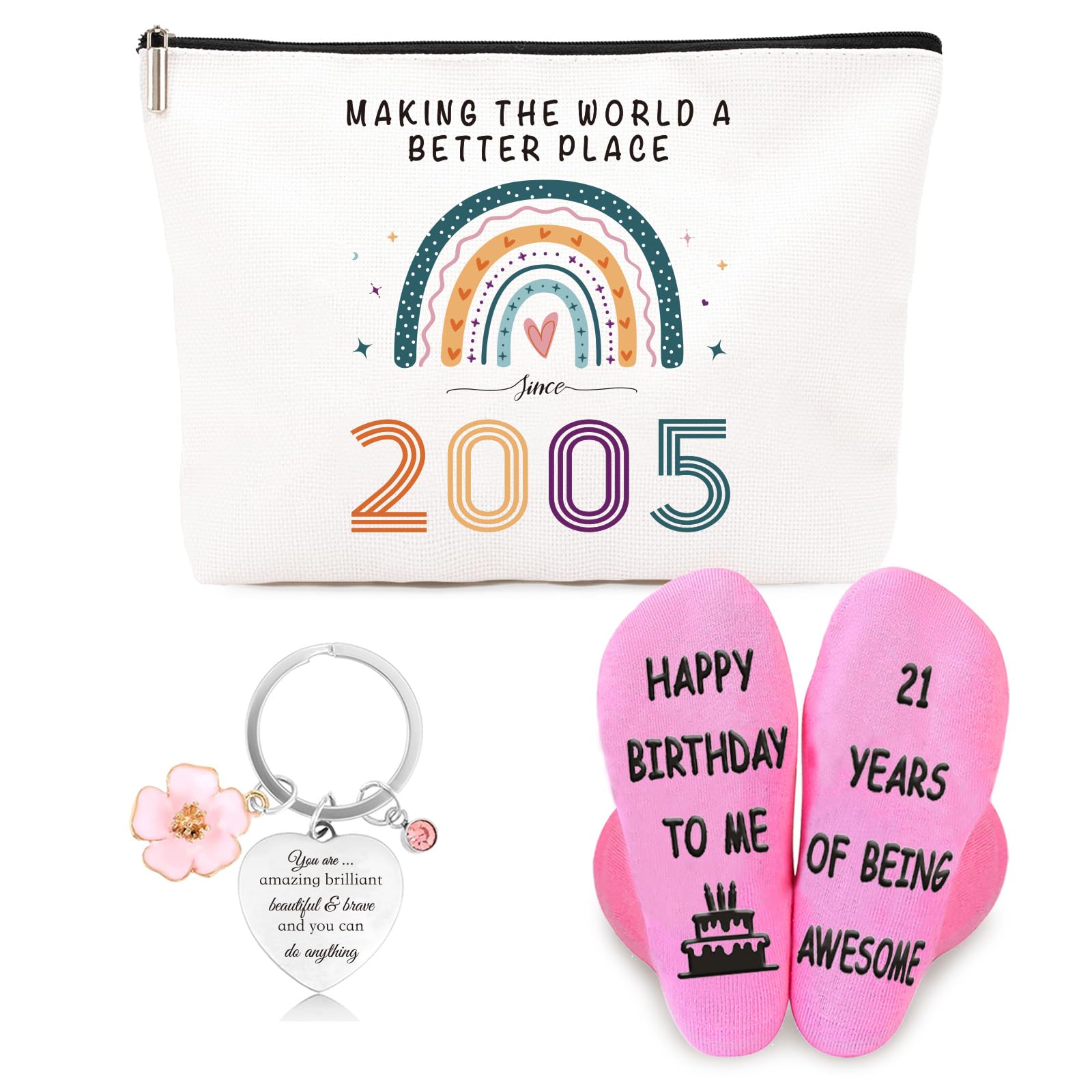 Funny 30th Birthday Gifts for Women – Retro Water-Resistant Makeup Bag, Personalized Socks & Inspirational Keychain, Cute 30th Birthday Gift Set for Bestie, Sister, Friend(1996) — view 11