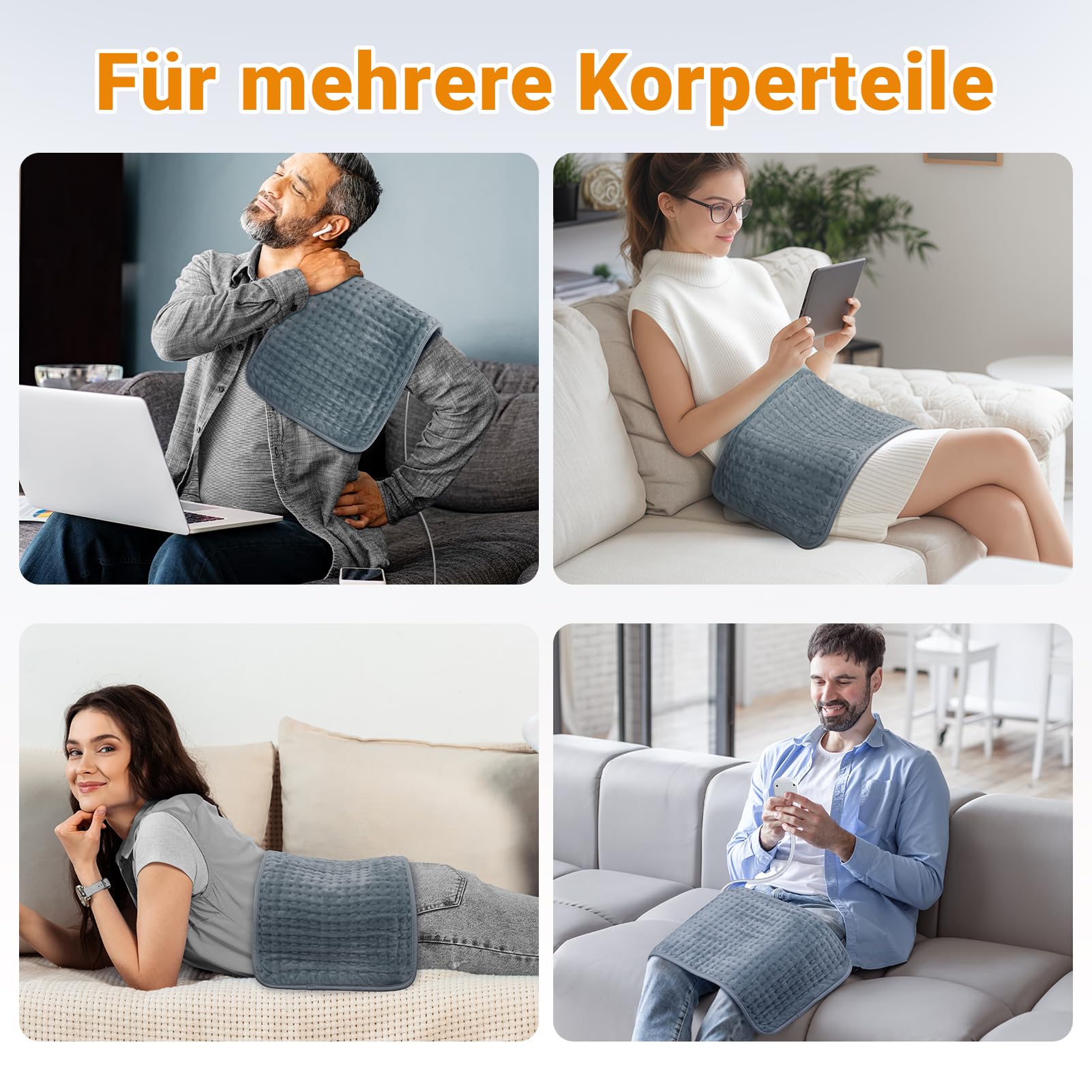 Comfytemp Heizkissen mit Abschaltautomatik Ultraweich Elektrisches Wärmekissen mit Sicherheitssystem für Rücken Bauch Nacken Schulter Heizdecke (30x60cm) Geschenke für Mütter, Frauen, Mama, Papa
