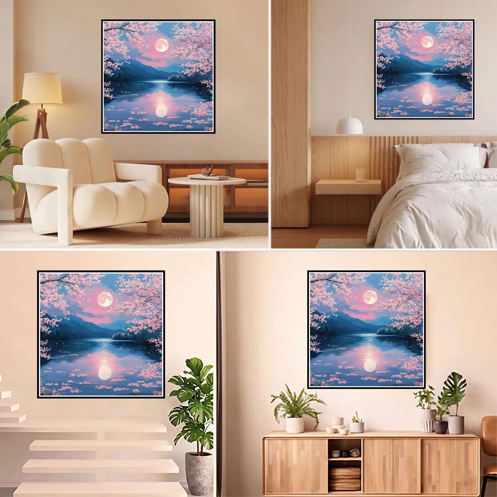 Broderie Diamant Kit Complet 5D, Japon Diamond Painting Adulte Plein Foret, Peinture Diamant pour Enfant Débutant, Loisirs Créatifs de Détente et Décoration Maison, Vue sur la mer 70x70cm FX#1070