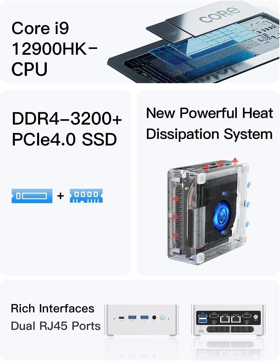 MINISFORUM NAB9 Mini PC Intel Core i9-12900HK 32GB DDR4 1TB PCIe4.0 SSD