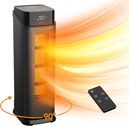 BREEZOME Calentador de espacio para interiores, calentadores eléctricos portátiles PTC de 1500 W para el hogar con termostato y oscilación de 90,