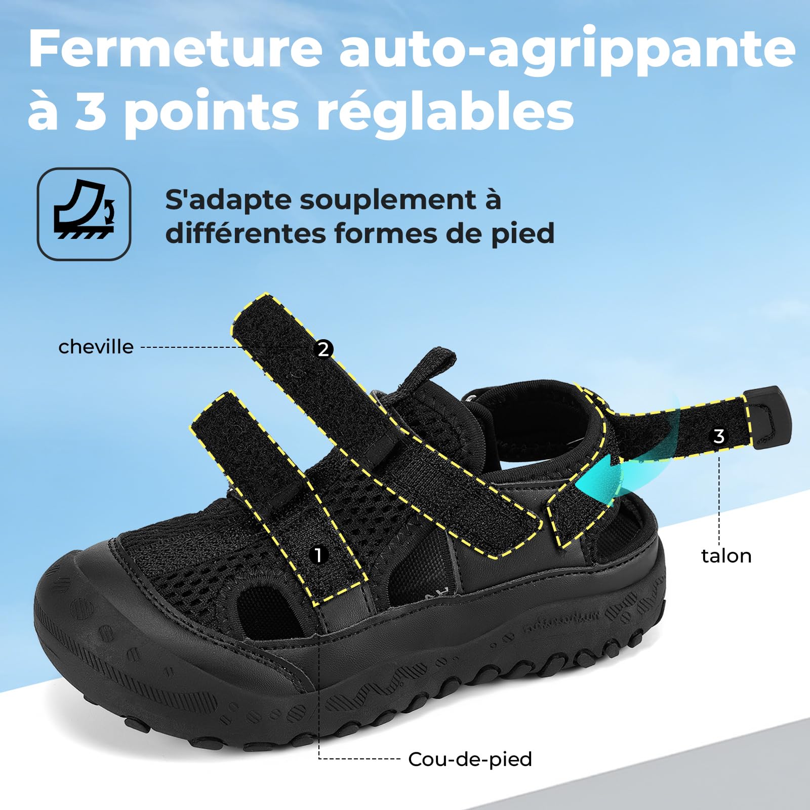 Mishansha Sandales Enfant à Bout Fermé, Sandales de Trekking Unisexe pour Garçon et Fille, Tailles 24-38