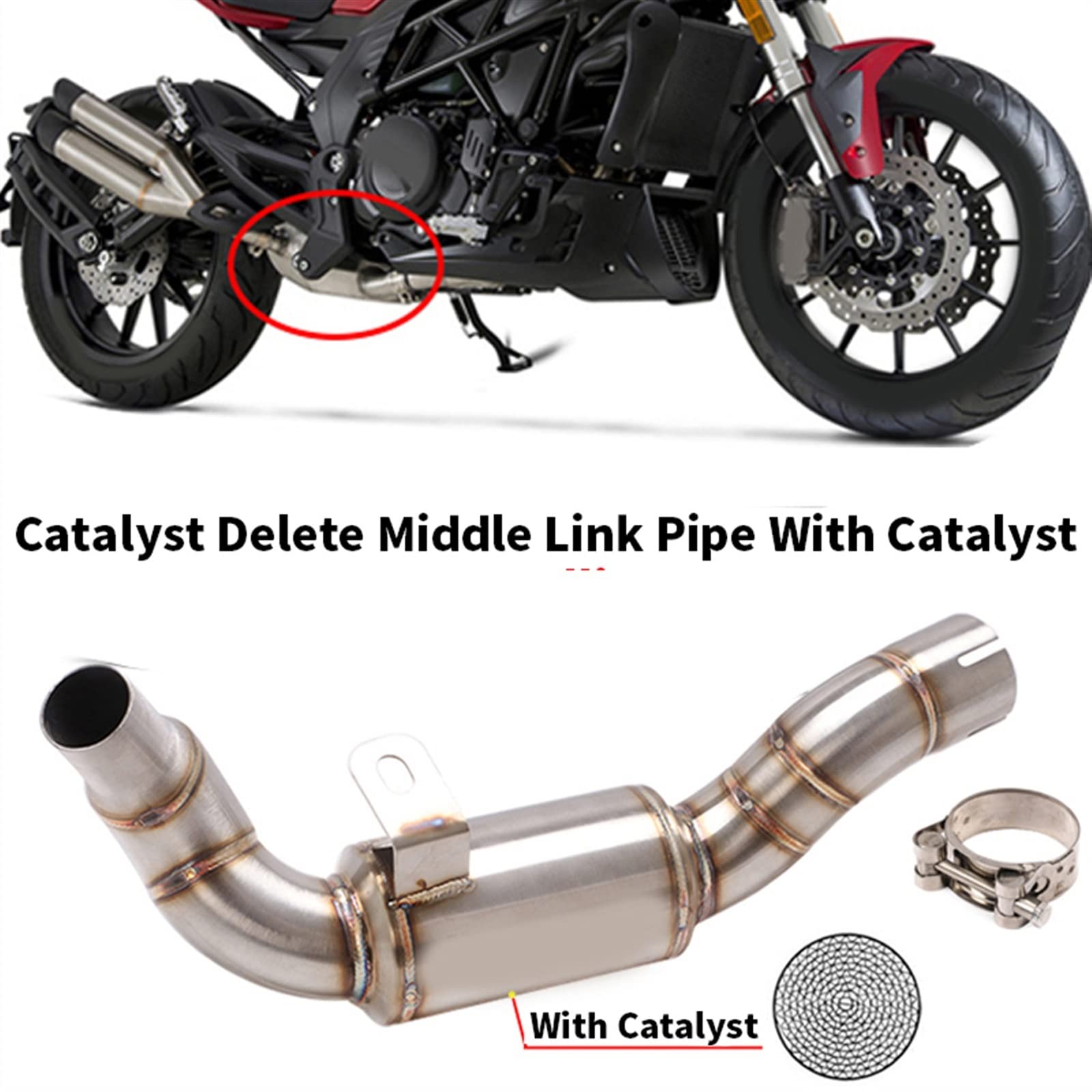 Slip On Per Benelli 502 C 502C Moto Catalizzatore Elimina Metà Di Collegamento Tubo Eliminator Sistema Scarico Avanzato Fuga Marmitta