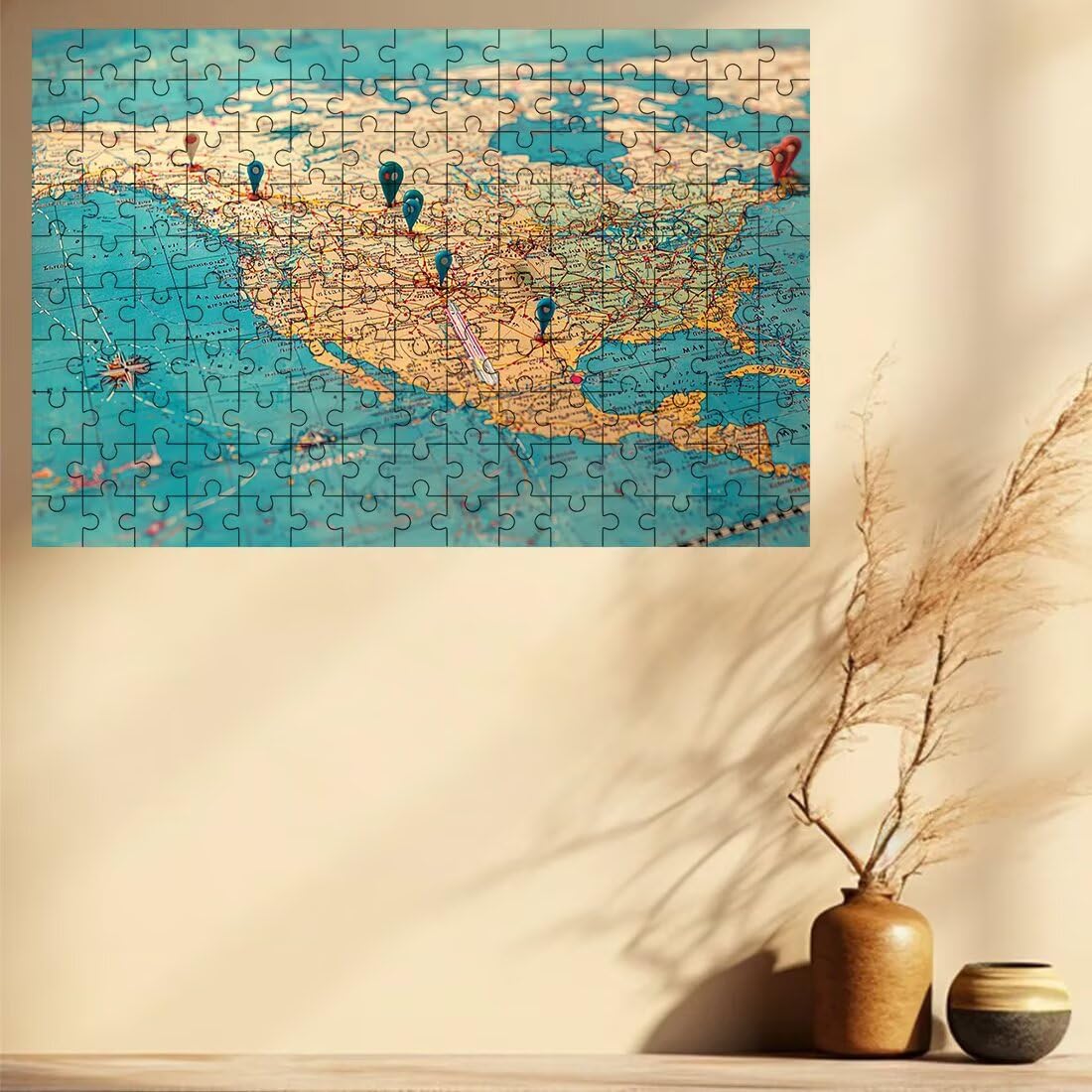 Puzzle 5000 elementów dla dorosłych, puzzle 5000 elementów retro, mapa puzzli dla dorosłych z wykwintnym pudełkiem do pakowania, gry edukacyjne, duże drewniane puzzle na prezent dla kobiet, dekoracja