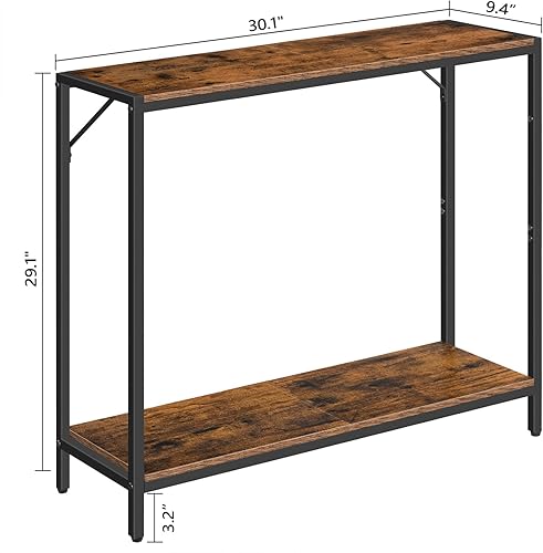 Miniatura 11 de Mesa consola, mesa de entrada de 2 niveles, detrás de la mesa del sofá, estilo industrial, resistente y estable, para sala de estar, entrada,