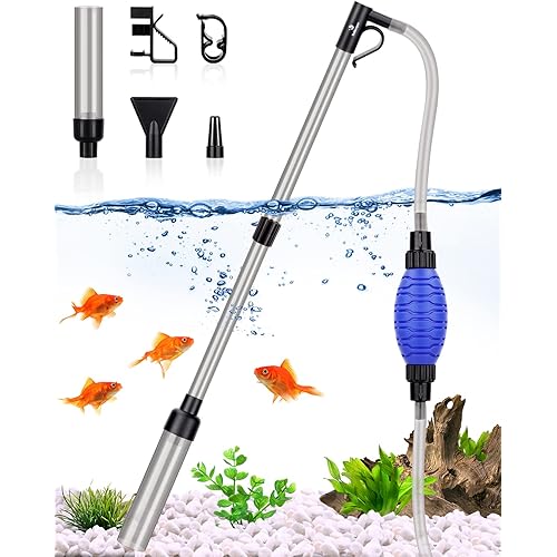 fishkeeper Aquarium Siphon Vacuum Cleaner, 256GPH/80GPH Quick Fish Tank Cleaner, Aquarium Gravel Cleaner Kit with Adjustable Water Flow for Sand Cleaning, Water Changing, Remove Dirt (Black New)