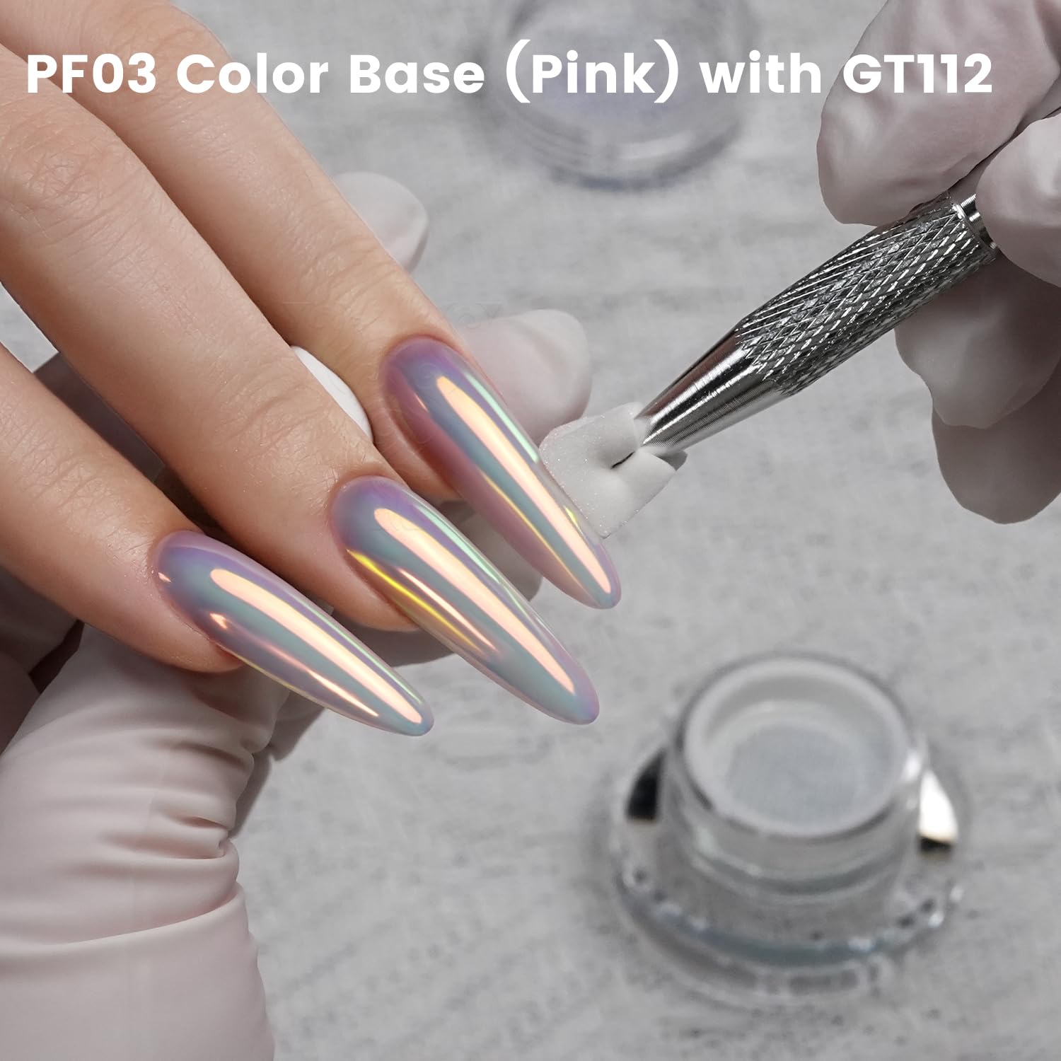 YOKEFELLOW GleamTap Cushion olografico Aurora Chrome Smalto Polvere – Holo-Nail Art Glitter Decorativo Manicure Pigmento per Salone Unghie (GTKIT-01)