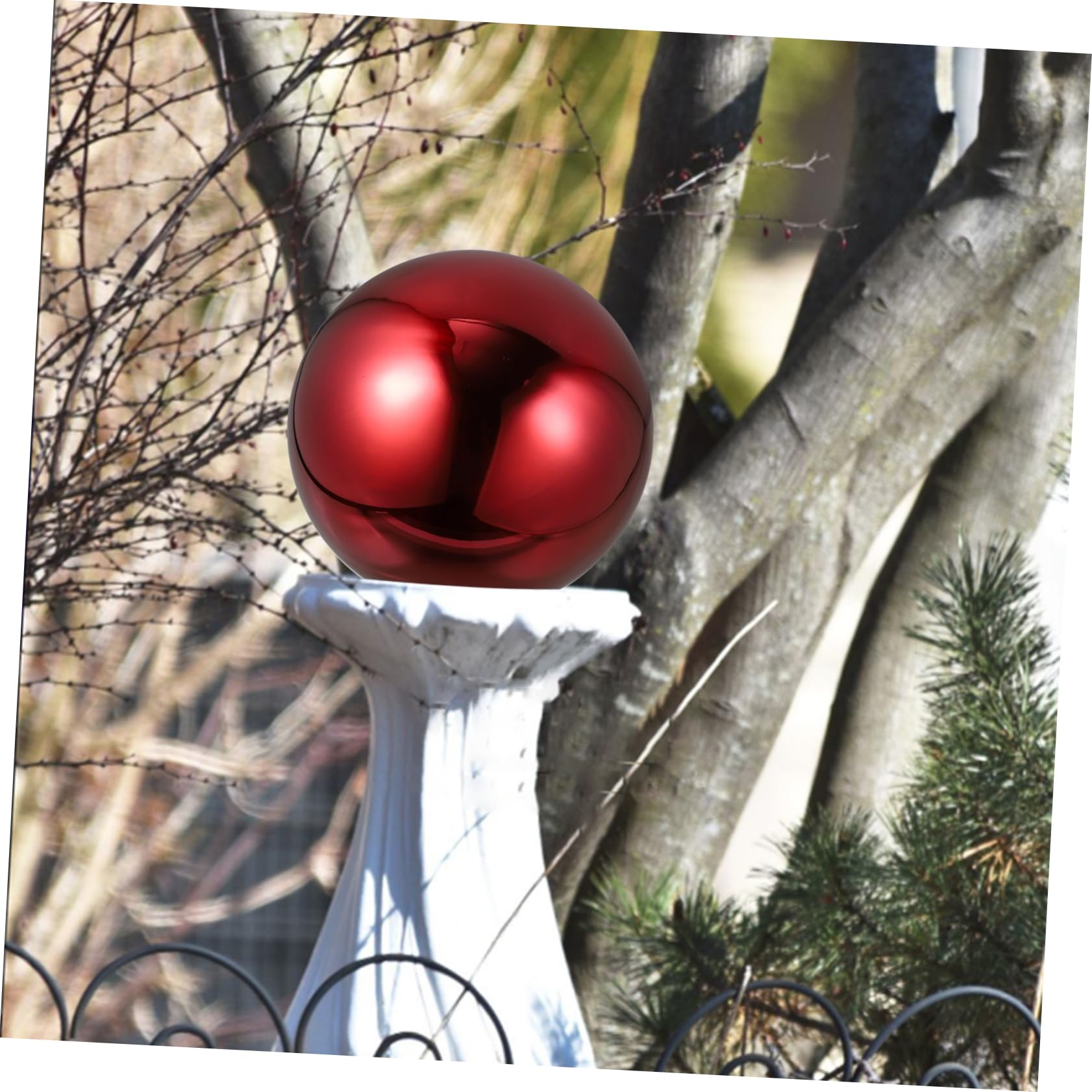 Sfera Design Semplice in Acciaio Inossidabile Riflettente da Giardino e Lunga Durata Rossa, Decorazione Esterna per Patio