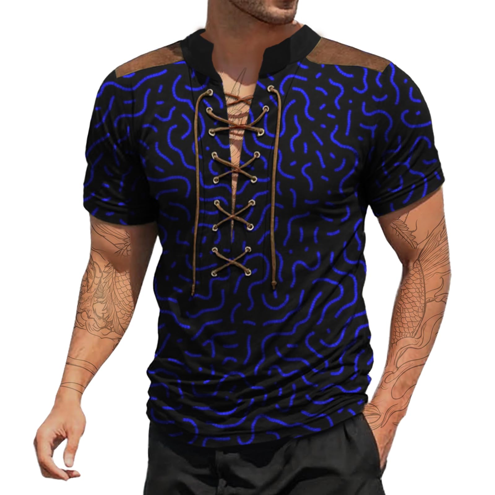 Mens Short Sleeve Shirts Trendy Casual Lightweight Boho Summer Beach Outdoor Classic Slimming Fit V Neck Tops
