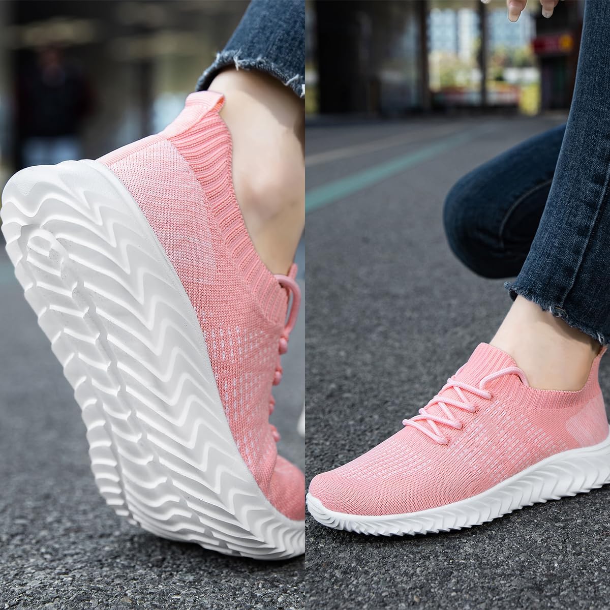 Womens Walking Shoes Breathable Running Sneakers for Women Slip On Tennis Shoes Lightweight Casual Sport Sneakers Gym Workout Outdoor Travel Pink Size US 8