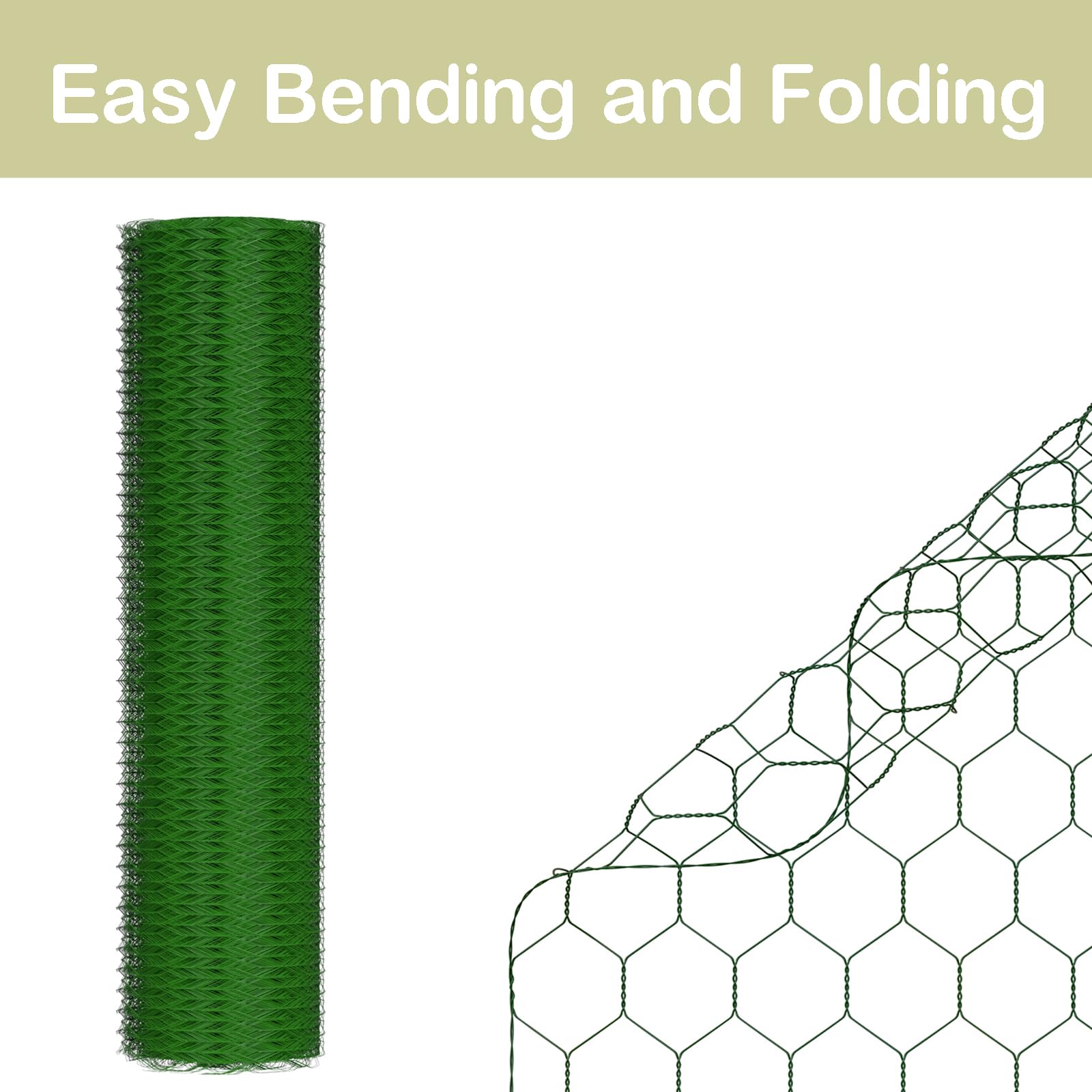 Rouleau de grillage hexagonal en PVC pour poules - 1 m x 25 m - Épaisseur : 0,7 mm - Trous de 25 mm - Pour animaux, fenêtres et jardin