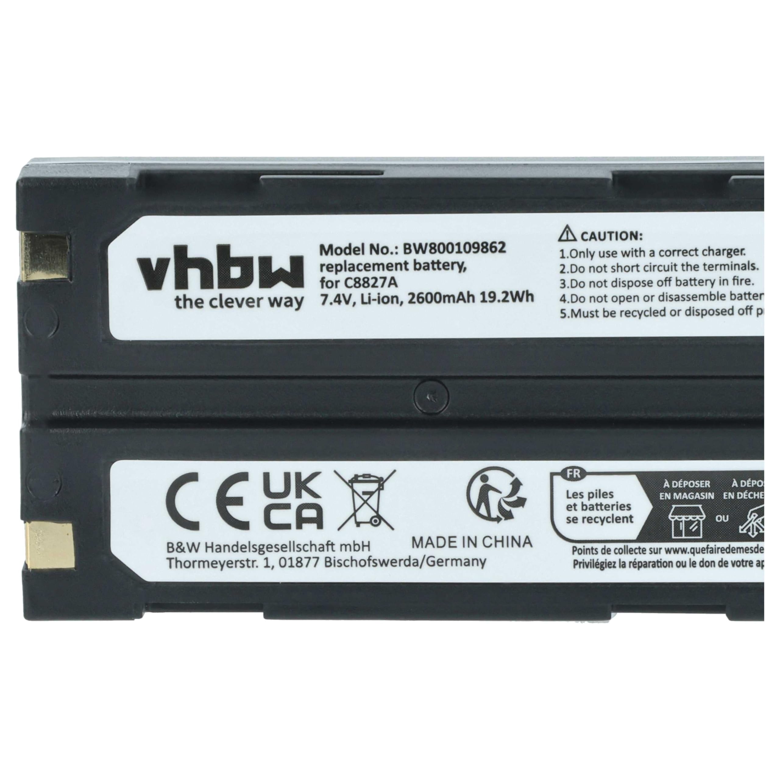 vhbw Batterie Compatible avec Trimble GPS Receiver R3 | R4, R5, R6 appareil photo (2600mAh, 7,4V, Li-ion)
