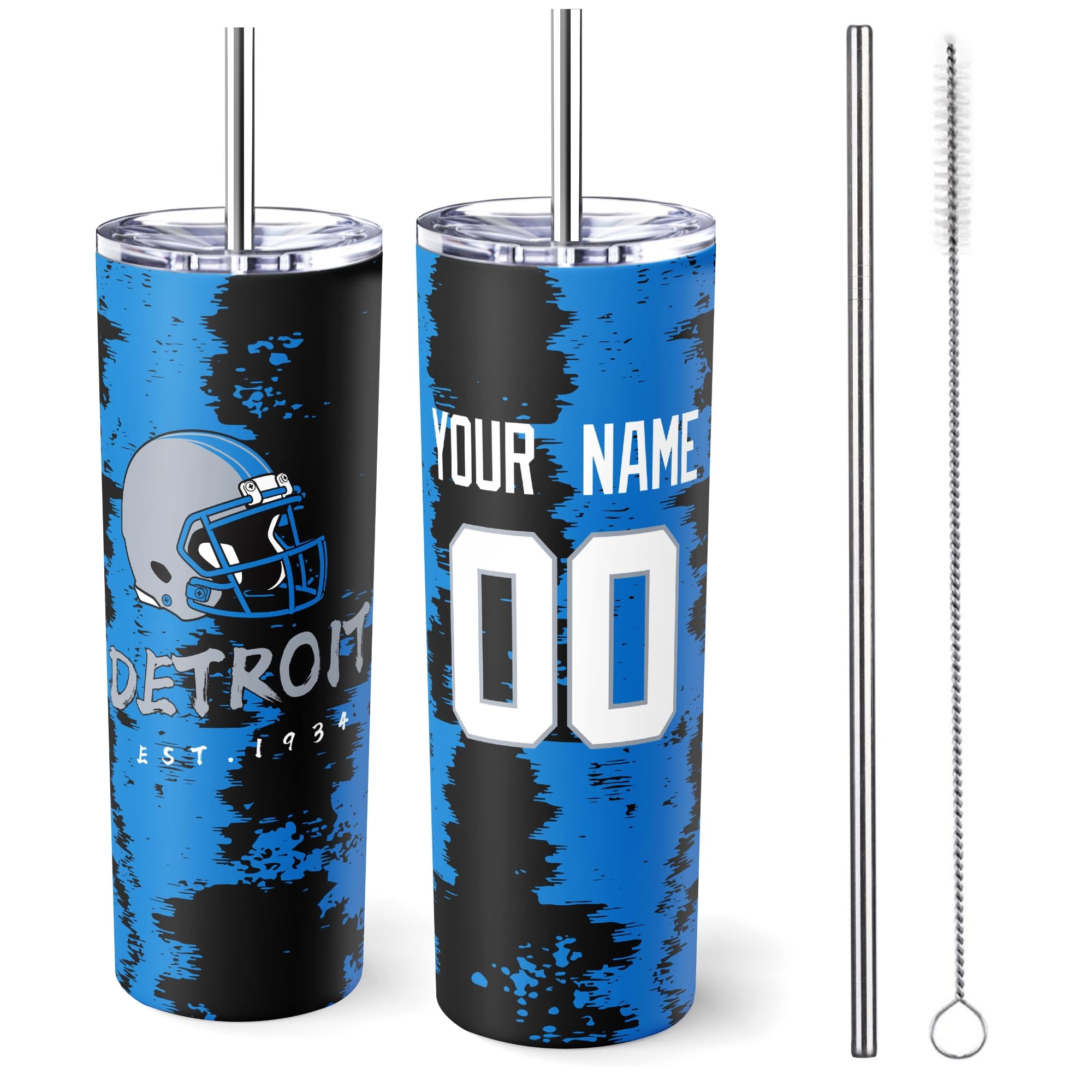 ANTKING Detroit Tumbler 20oz Travel Mug Custom Name Number Gift